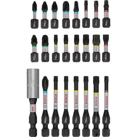 Set punte per cacciavite Bosch pro impact 24 pezzi trattato termicamente marcato laser