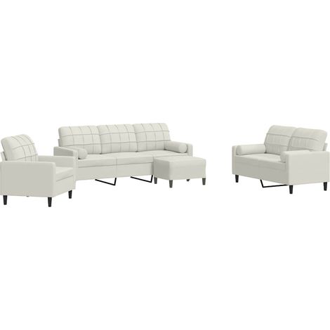 Maison Exclusive - Set di Divani 4 pz con Cuscini e Rinforzi Crema in Velluto