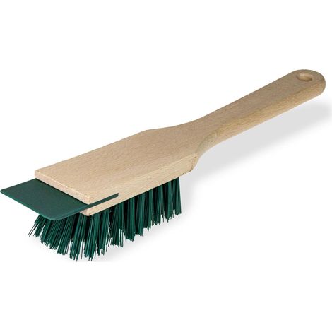 Brosse et grattoir professionnels pour le nettoyage de jardin - Manche en bois robuste et poils rigides - Brosse d'extérieur pour jardiniers et paysagistes (1/5)