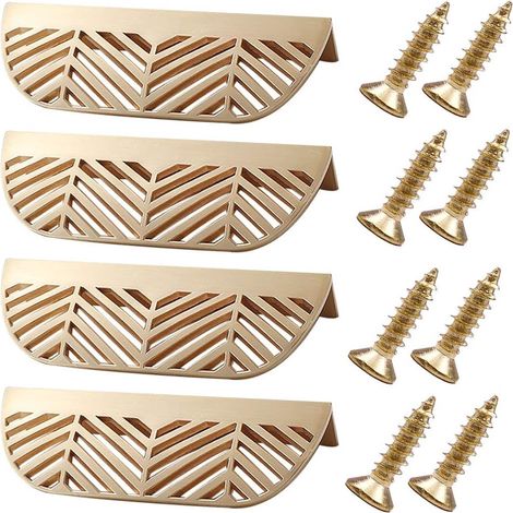 poignées de meuble en forme de feuille avec vis - poignées de meuble de cuisine - poignées de meuble invisibles - forme de feuille - alliage de zinc - pour meubles, placards, cuisine (1/3)