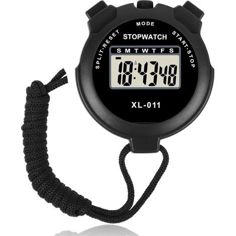 Chronomètre Électronique Étanche, Multifonction Chronomètre de Sport, Chronomètre Numérique Chronomètre Montre Numérique d'Arbitre par Intervalles ABS Extérieure avec Lanière (Noir) (1/5)