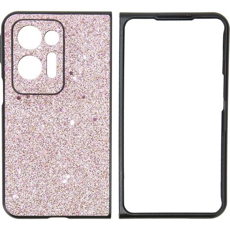 Transparente, stoßfeste und sturzsichere Handyhülle für Oppo Find N2, glitzernde pinke Schutzhülle (1/5)