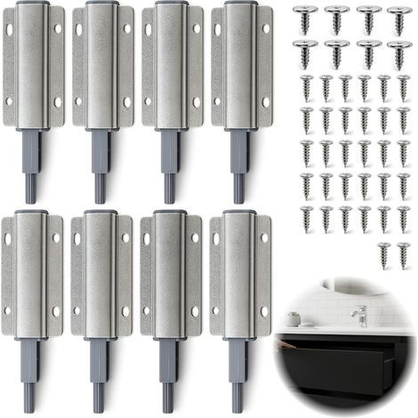 Lot de 8 Poussoir Push to Open, Poussoirs Push to Open Magnétiques pour Porte de Placard et Tiroir, Loquet à Ressort avec Aimant Intégré, Fermeture Sans Poignée pour Meuble Cuisine Armoire