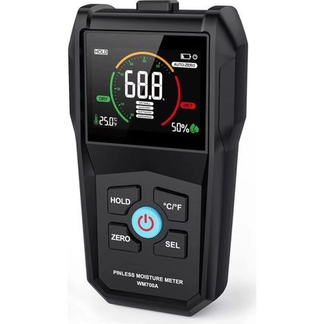 Hygromètre numérique pour bois - Hygromètre sans broches avec écran LCD pour bois, murs, béton, papier - Pile incluse (1/4)