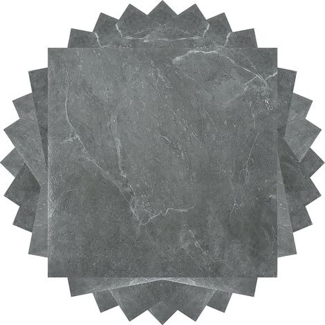 Randaco Dalles de sol PVC adhésives -2 Boites de 22 dalles vinyle auto-adhésives - Marbre gris - ca.2 m²