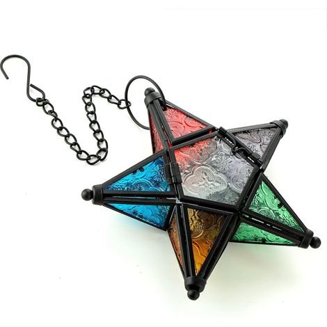 1 pc couleur style européen couleur en relief verre en fer forgé bougeoir suspendu lampe à vent bougie parfumée pour lampe mode décoration de la maison (1/2)