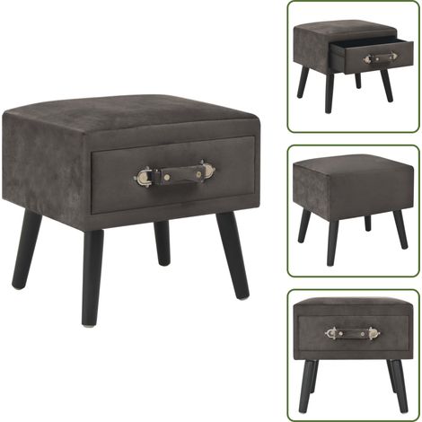 Table de chevet Gris 40x35x40 cm Velours - Table De Chevet - Table Nuit - Meubles Chambre - Mobilier Moderne - Meuble Rangement (1/5)