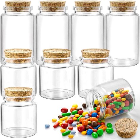 8 Pièces Bouchon en liège Fiole en Verre, 50ml/100ml Mini Bouteille Verre Pour la Décoration,les Cadeaux,les Fêtes,les Epices de Cuisine,les Travaux Manuels (1/5)