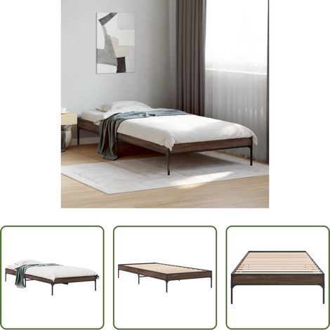 Lit chêne marron - Cadre de lit sans matelas chêne marron 100x200 cm (1/5)