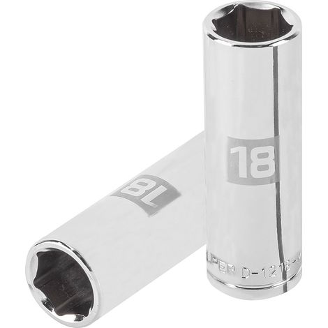 Llave vaso hexagonal larga, cuadro 1/2" - 18 mm