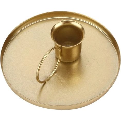 Ensemble de bougeoirs rétro en fer forgé doré, avec conception anti-fuite et poignée robuste, idéal pour dîners aux chandelle - Gold (1/5)