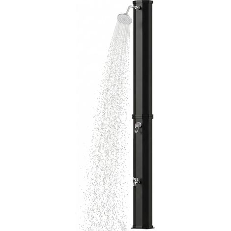 Douche solaire de jardin 60 L avec pommeau de douche effet pluie pivotant, robinet et température réglable