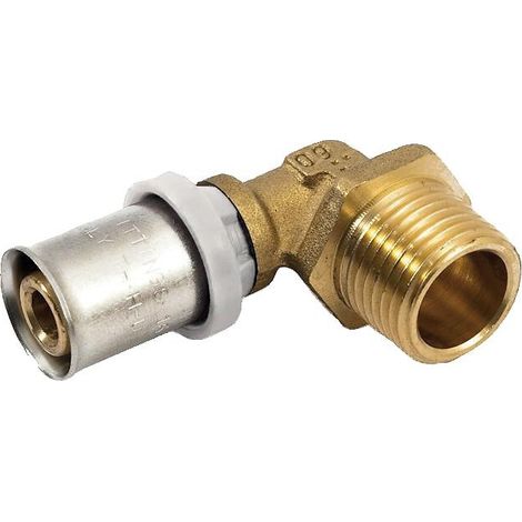 Coude 90° à sertir pour tube multicouche Acopex Alu diamètre nominal 20 avec sortie mâle 1/2'' (15x21) - THERMACOME