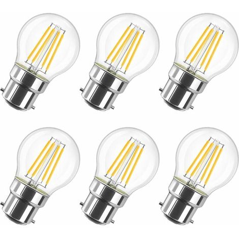 4W Ampoule LED Filament à Bayonnate G45 B22, 2700K Blanc Chaud, 470Lm, Ampoule Vintage, Non-dimmable, Lot de 6 [Classe énergétique E]