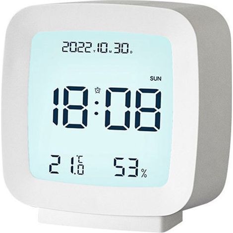 1 Réveil numérique, Écran LCD, Température et humidité, Format 12/24h, Commutation °C/°F, Pour chambre et bureau (1/4)