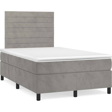 Boxspringbett mit Matratze & LED Hellgrau 120x190 cm Samt (1/5)