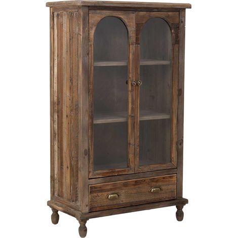 Vitrina de madera con 2 puertas y 1 cajón 80x42x138h cm (1/5)
