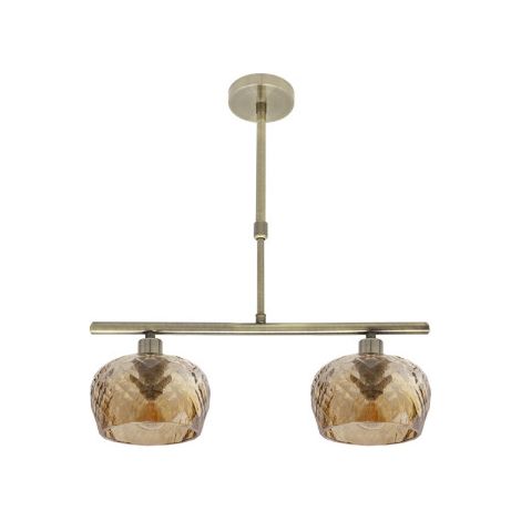 Lampada Stela 2xe14 in pelle regx41x13 cm con paralumi in cristallo tagliato ambar