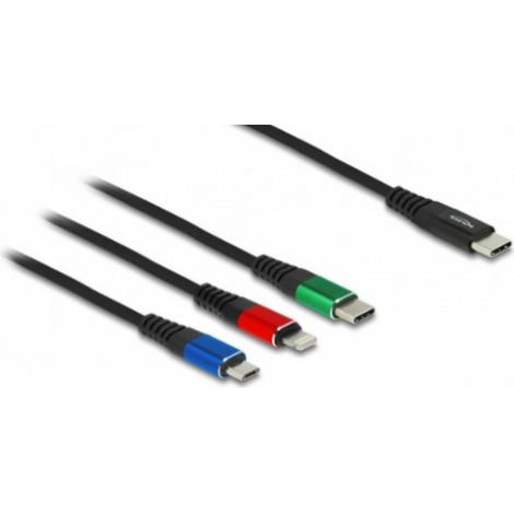 Delock Câble de charge USB USB 2.0 USB-C® mâle, USB-C® mâle, USB-Micro-B mâle, Connecteur Lightning (1/2)