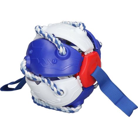 Interaktiver Outdoor-Flyball, fliegender Untertassenball, interessantes Hunde-Fußballspielzeug mit Gurten, blau (1/5)