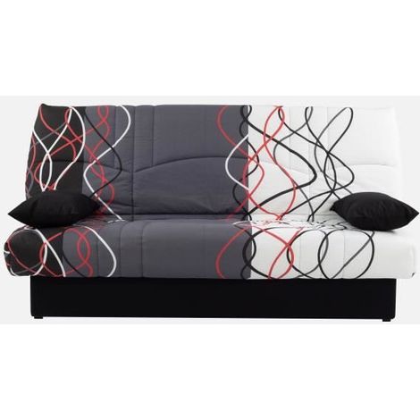 Canapé convertible clic clac 3 places - Tissu motif Graffiti rouge & noir - L 190 x P 92 cm - DREAM - Style Contemporain (1/5)