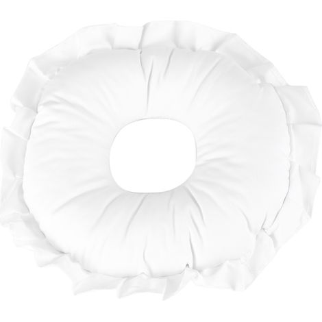Coussin de relaxation visage en polyester blanc pour SPA, massage, sieste - coussin évidé de repos, housse amovible. (1/5)