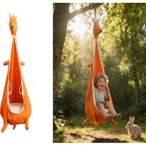 Chaise-balançoire suspendue « Kangourou » pour enfants, balançoire ludique, design original, hamac suspendu pour intérieur et extérieur, chaise en toile