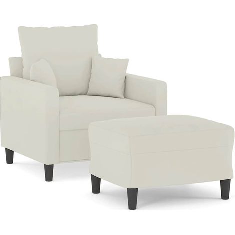 Maison Exclusive - Sessel mit Hocker Creme 60 cm Samt