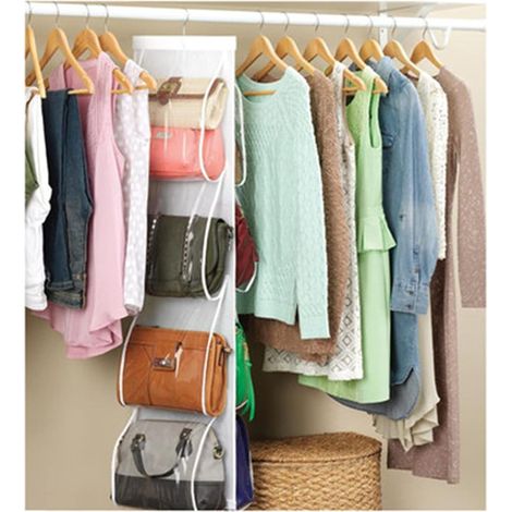 Sac à main rangement organisateur sac à main organisateur 10 poches clair sac à main sac à main sac de rangement pochette clair sac à main suspendu organisateur placard (1/4)