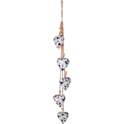 Colgante de corazones de madera blanco con aceitunas 54 cm (1/5)