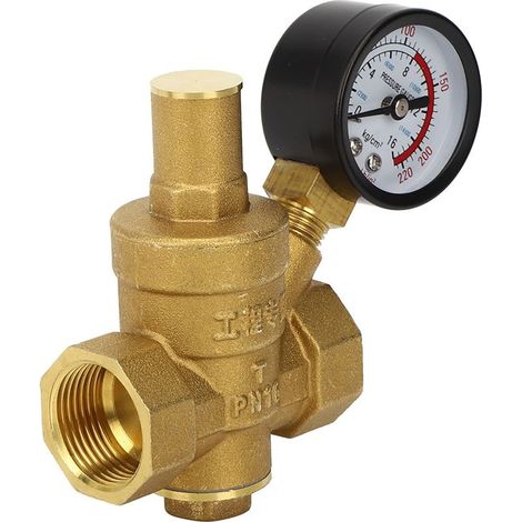 Réducteur de pression d'eau réglable en laiton DN20 – Jauge intégrée – Pression 0,05-0,8 MPa – Installation facile sans tuyau de dérivation (1/5)