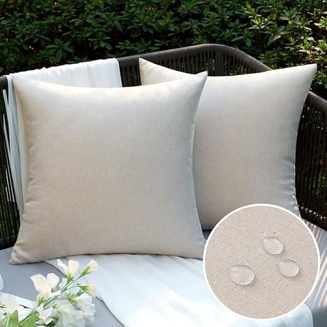 Garden Furniture Cushion Cover 40 x 40 cm Waterproof Beige (1/5)