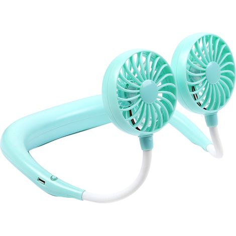 Ventilateur Cou – Rechargeable – Double Tête – Vert – Sport Portable – Puissant – Gros (1/5)