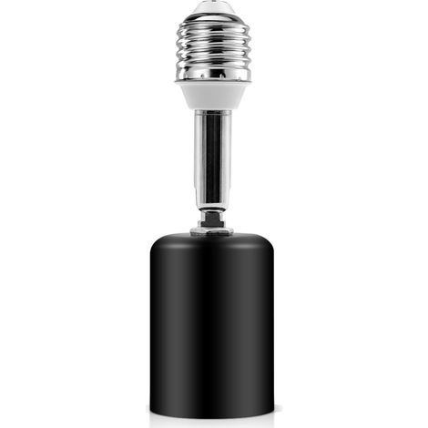 E27 Adaptateur de base extension, Prolongateur de douille de lampe, Adaptateur de support de lampe, Métal et céramiques Matériaux, Noir (1) (1/5)