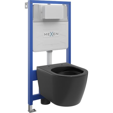 Mexen Carmen conjunto empotrado WC bastidor Fenix Slim con taza WC, negro mate - 6103388XX85 (1/3)