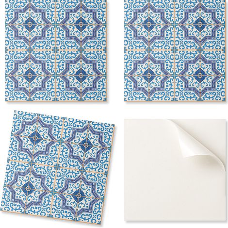 Juego de baldosas de vinilo de f谩cil instalaci贸n con dise帽o ornamental, 20x20x20 cm.