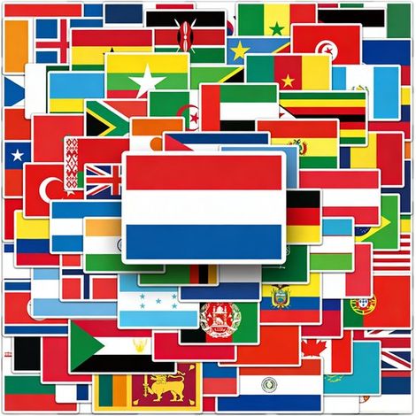 Planche de 105 stickers de drapeaux nationaux, 105 pays différents sans doublons, autocollants décoratifs pour collection et Coupe du monde 2026 (1/5)
