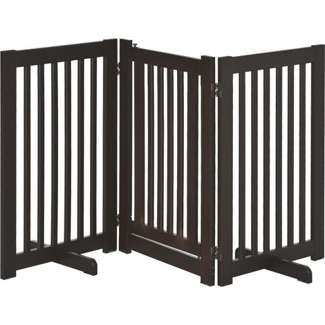 Barrière de protection pour porte réglable en bois MDF brun foncé pour petits et moyens chiens (1/5)