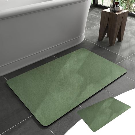 Tapis De Salle De Bain - En Pierre Diatomée - Antidérapant Rapide À Sécher Absorbant - Pour Devant Baignoire Douche Lavabo Sous Porte - 40x60 cm (1/5)