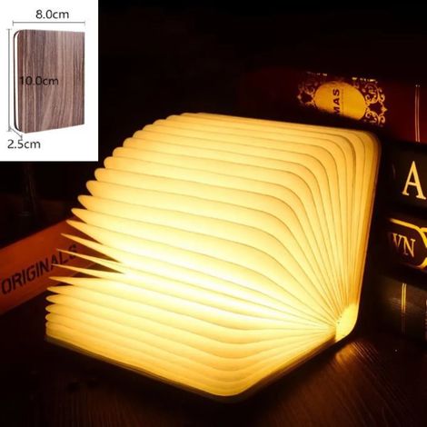 MINKUROW Hölzerne faltbare Led-Buchlampe 5 Farben Leuchtendes Buch für Schlafzimmer, Heim- und Bürodekoration Lumio Lampe, Weihnachts- und Geburtstagsgeschenkidee für Männer und Frauen Super Mini 10 (1/5)