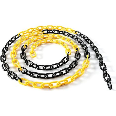 Cadenas de plástico a rayas amarillas y negras,3 metros,2 unidades,Ligeras y prácticas,Aptas para barandillas y señales de advertencia (1/5)