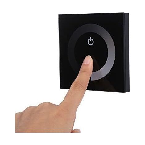 Panneau contrôleur mural tactile LED DC 12-24V avec Commutateur gradateur de changement de luminosité pour réglage lumières (Couleur : Noir)