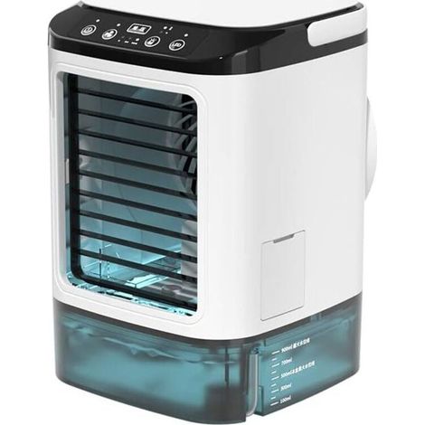 Ventilateur portable avec réservoir d’eau de 900 ml, 3 vitesses réglables, adapté à une utilisation en intérieur et en extérieur (1/5)