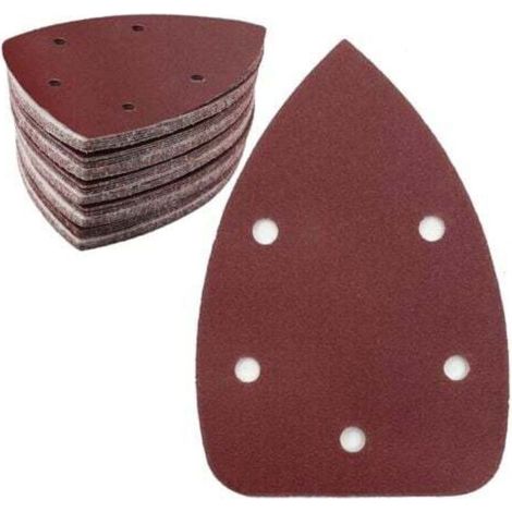 Feuilles abrasives triangulaires auto-agrippantes 140 x 100 mm, grain 240, lot de 50 pièces, 5 trous, pour ponceuse delta (1/5)