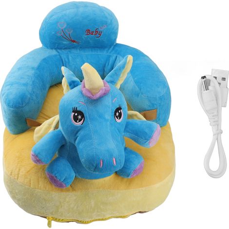 Siège bébé confortable et moelleux, avec fonction Bluetooth et motif cheval bleu, idéal pour l'intérieur. (1/5)