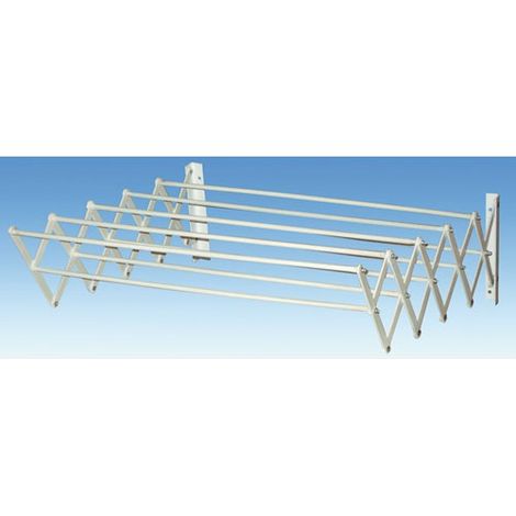 Séchoir à linge extensible mural 10 barres de 1m – Revêtement polyéthylène traité UV – Gain de place – Pour espaces confinés – Faverge (1/3)
