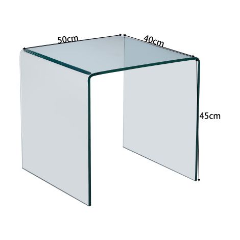 Table d'appoint en verre trempé cintré transparent, table de bout, table de canapé