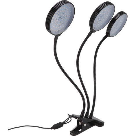 Lampe de croissance LED 45W avec 3 têtes à pince, alimentation USB, pour la culture de plantes succulentes d'intérieur. (1/5)