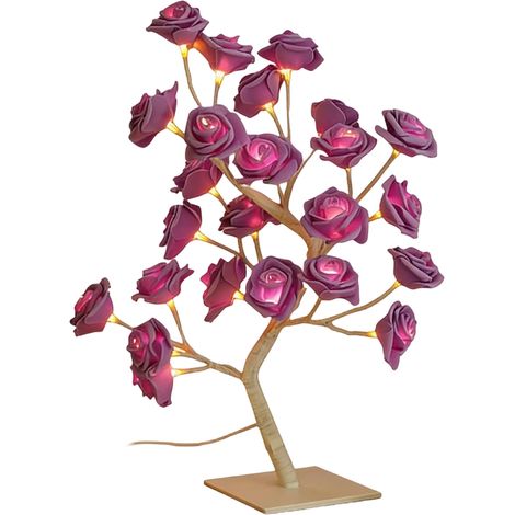 Lampe À Poser - LED Rose Bonsaï - USB Alimenté - 24 LED Chaudes - Flexible Et Décoratif - 1 Pièce (1/5)