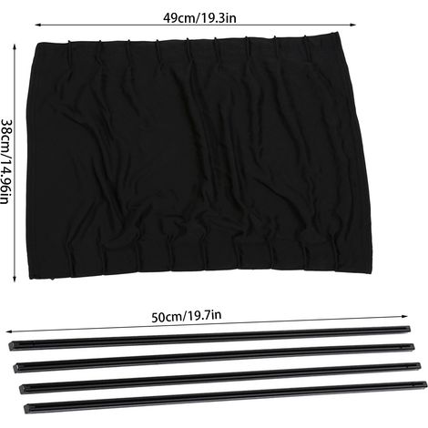 2 rideaux pare-soleil pour vitres de voiture, 50 cm, réglables, pare-soleil, visière, cantonnière, noir (1/5)